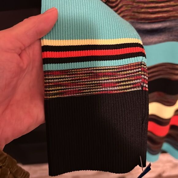 Diane Von Furstenburg Dress Stretch Striped print 3/4 sleeve mini scoop neck M - Picture 14 of 17